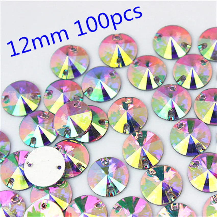 200-30pcs/bag Crystals AB Rhinestones trim Flat Back sewing 2 Hole Stones Resin Beads For DIY Wedding Dress Decoration 8Y668