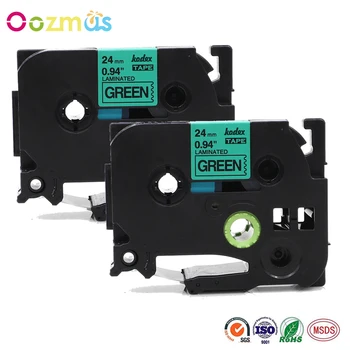 

Oozmas 2pcs TZe-751 compatible Brother Label Tape Black on Green 24mm for P-Touch Tapes laminated printer ribbon