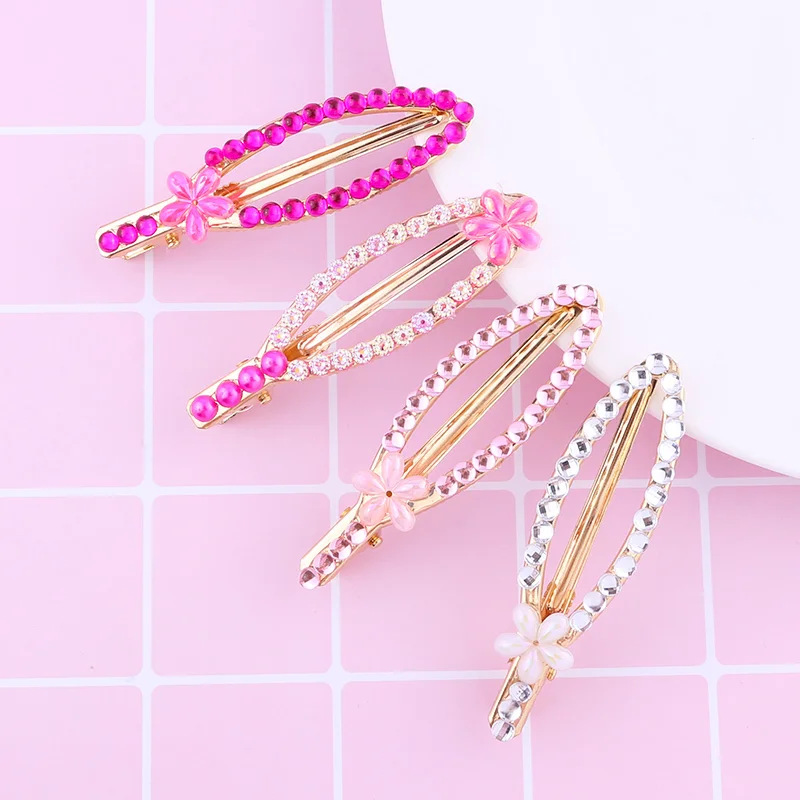 2pcs/set 7.5cm Shiny Rabbit Duckbill Clip Cute Little Girl Hair Styling Tool Rhinestone Rabbit Ears Hairpin to Girl Baby Child