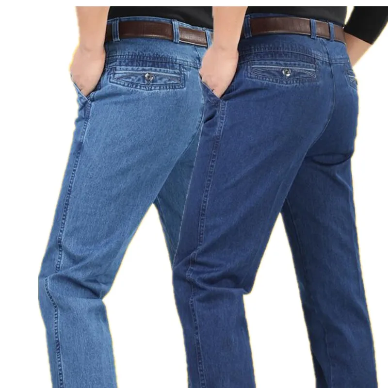 Для мужчин высокое качество джинсы Повседневное прямые Джинсовые комбинезоны для Для мужчин Мужские джинсы брюки Для мужчин Бизнес брюки