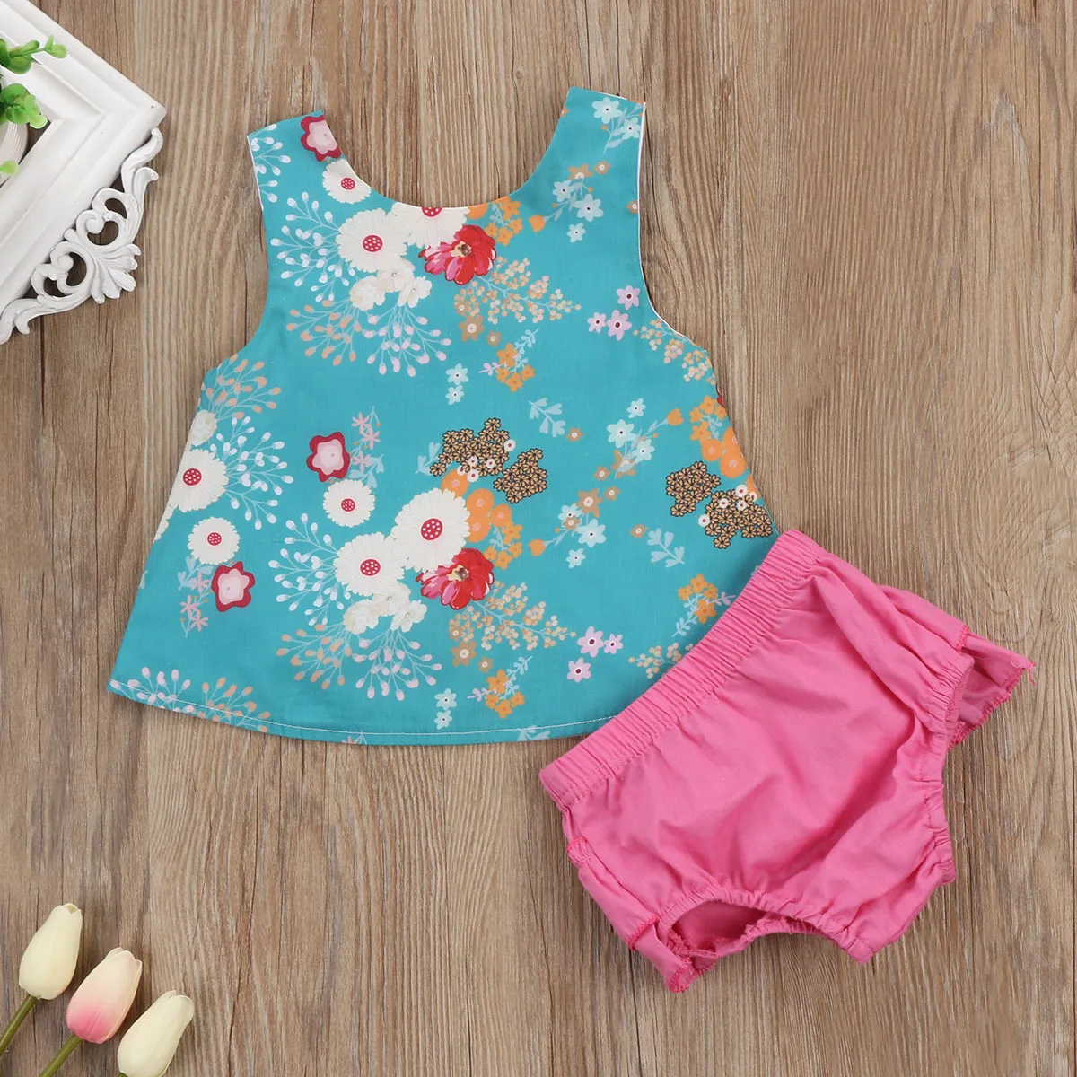 GIRLS MERMAID SHORTS OUTFIT TSHIRT VEST HEADBAND SET SUMMER CLOTHING UK SELLER