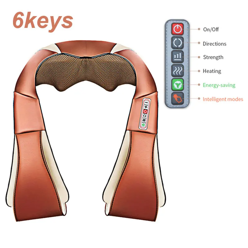 Массажные Мячи u-образной формы электрические Шиацу Разминание спины шеи плеча тела 4D Инфракрасный нагревательный массажер автомобиль домашний расслабляющий уход за здоровьем - Цвет: brown 6