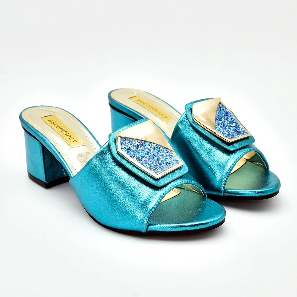 

Shinning high quality turquoise blue color lady shoes heel 2.76 inches with size 38to 42 lady fashion shoes free ship SS002-3