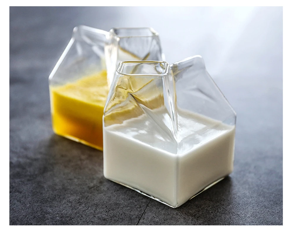 Квадратная термостойкая молочная чашка креативная коробка для молока прозрачная стеклянная бутылка для воды