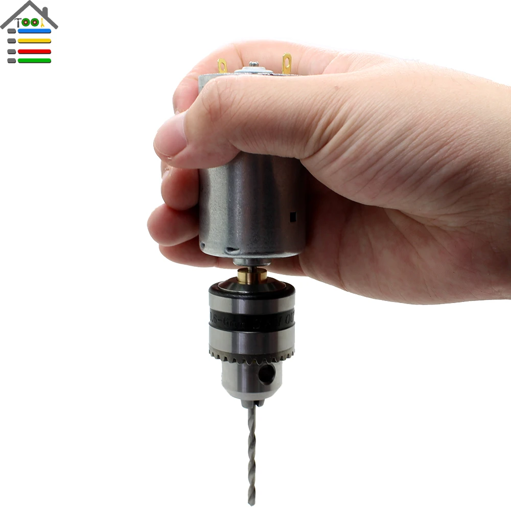 

AUTOTOOLHOME Heavy Duty DC12-24V Electric Motor Hand Drill PCB Press Drilling 0.6-6mm B10 Keyless Chuck with Twist Bits Set Tool