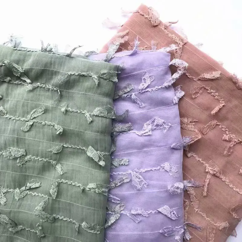 

2019 women's fashion hot style chiffon polyester fabric dragonfly jacquard cut flower children's wear fabric prints