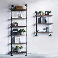 Industrial Wallshelf Rustic Modern Wood Ladder Pipe Wall Shelf 6 Layer Pipe Design Bookshelf DIY Shelving Wall Storage Holders