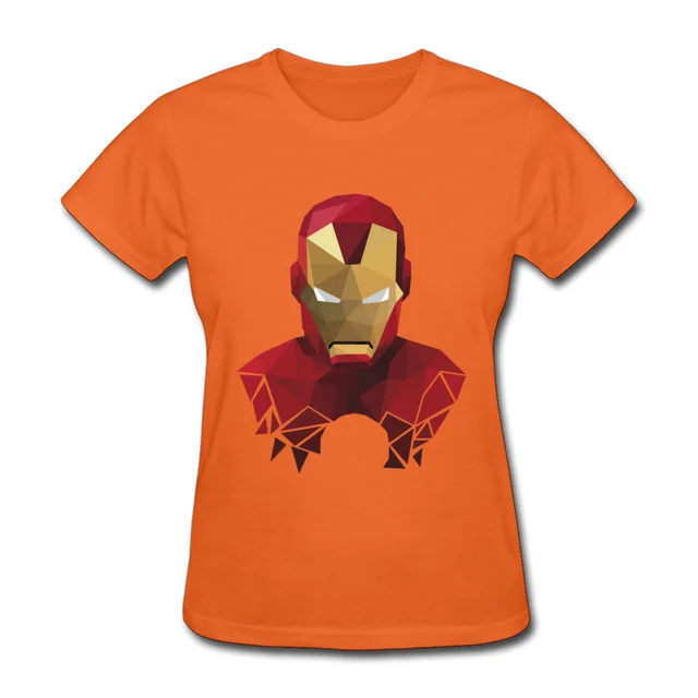 Geometric Iron Man Iconography Women Tshirt Pure Cotton Round Collar T Shirt Custom Tops & Tees