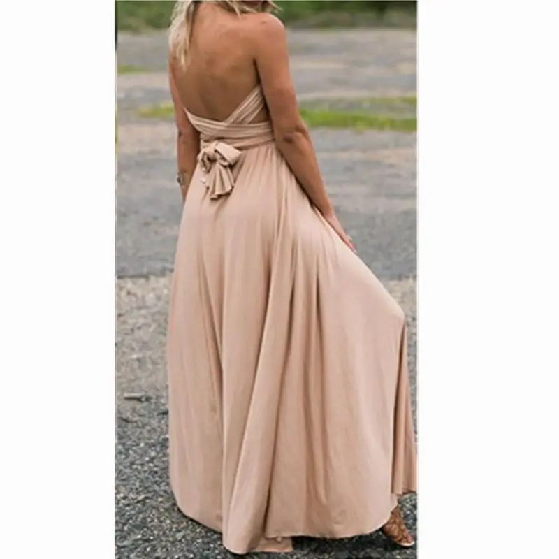 bridesmaid dress Летние Для женщин Multiway Обёрточная бумага с откидным верхом в стиле «Бохо длинное платье для вечеринки, Сексуальная повязка, длинное платье Вечерние свадебное платье Longue Femme платье - Цвет: bridesmaid dress
