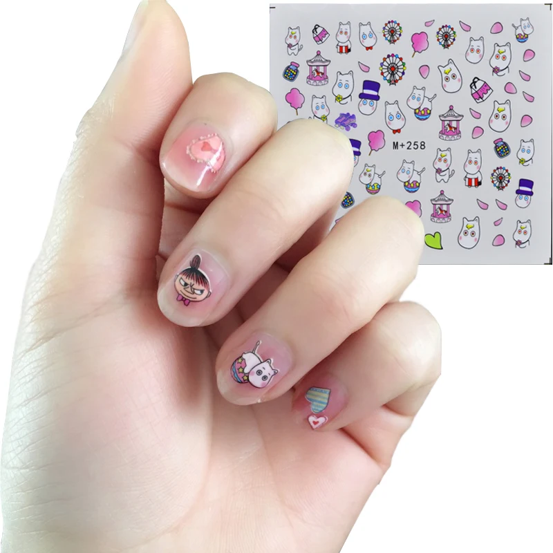 

YWK 1 Sheet DIY Nail Sticker Water Transfer Cute Cartoon Design Tips Nail Beauty Manicure Decal For Nails Art