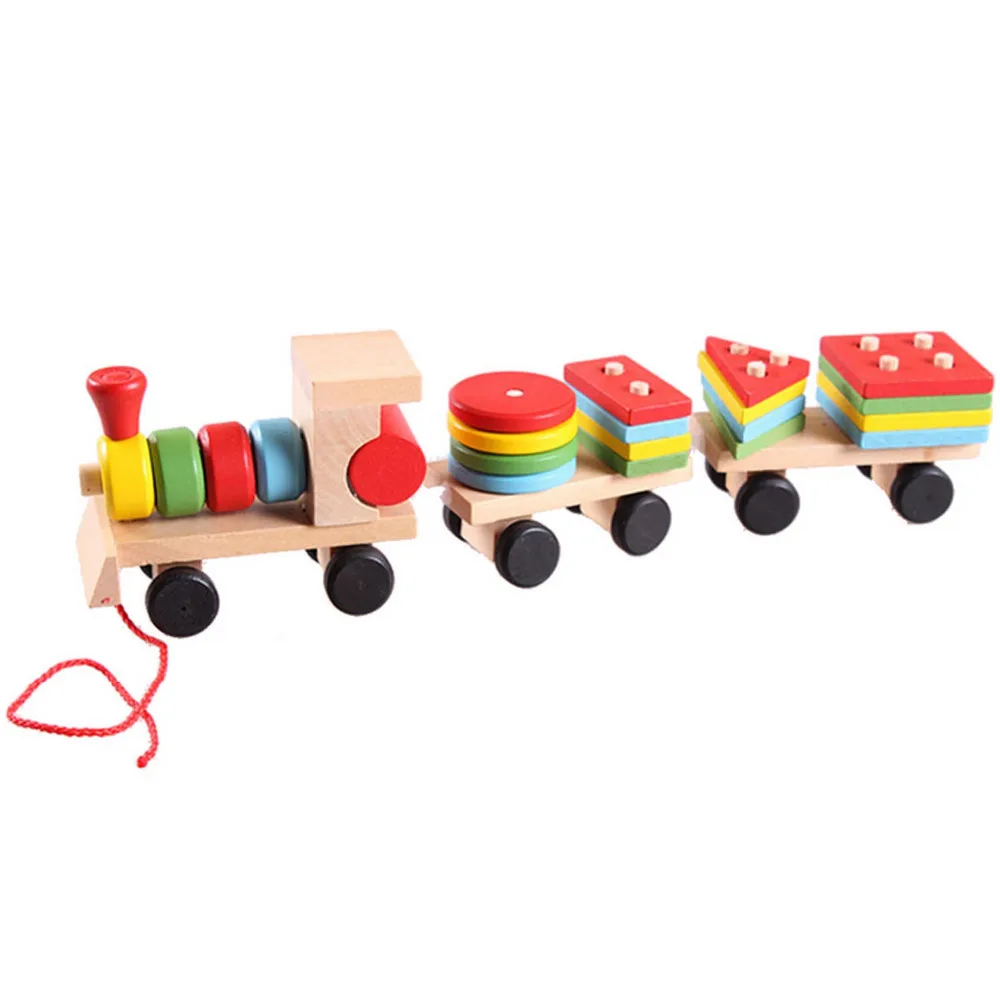 

Wood Train Block Toys Toddler Baby Children Kid Educational Fun Vehicle Block Board Game Toy for Ornament Decoration Decor Gift