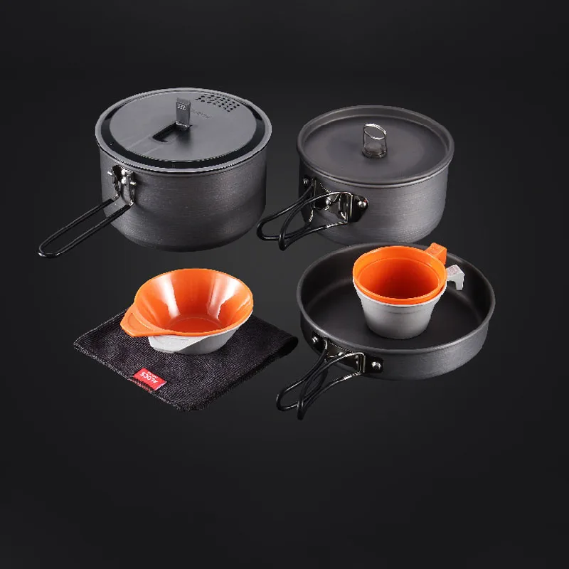 CW-C27 2-3 personas al aire libre Camping cocinero set olla y sartén con bolsa portátil protección del medio ambiente