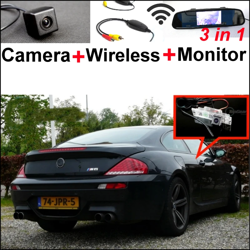 

3in1 Special WiFi Camera + Wireless Receiver + Mirror Monitor Easy DIY Parking Rear View System For BMW 6 M6 E63 E64