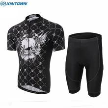 2017 XINTOWN Team Men’s Ropa Ciclismo Road Bike Team Clothing Short Sleeve Jersey Bib Shorts Kits Riding Outfits Black
