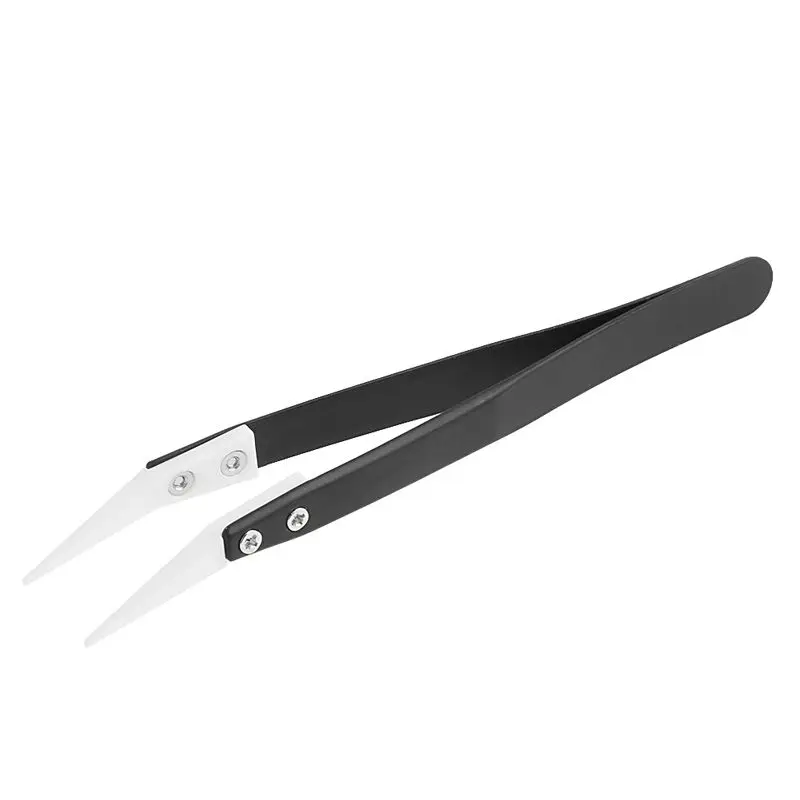 Ceramic Tweezers with Stainless Steel Handle Curved Aiming Tweezers