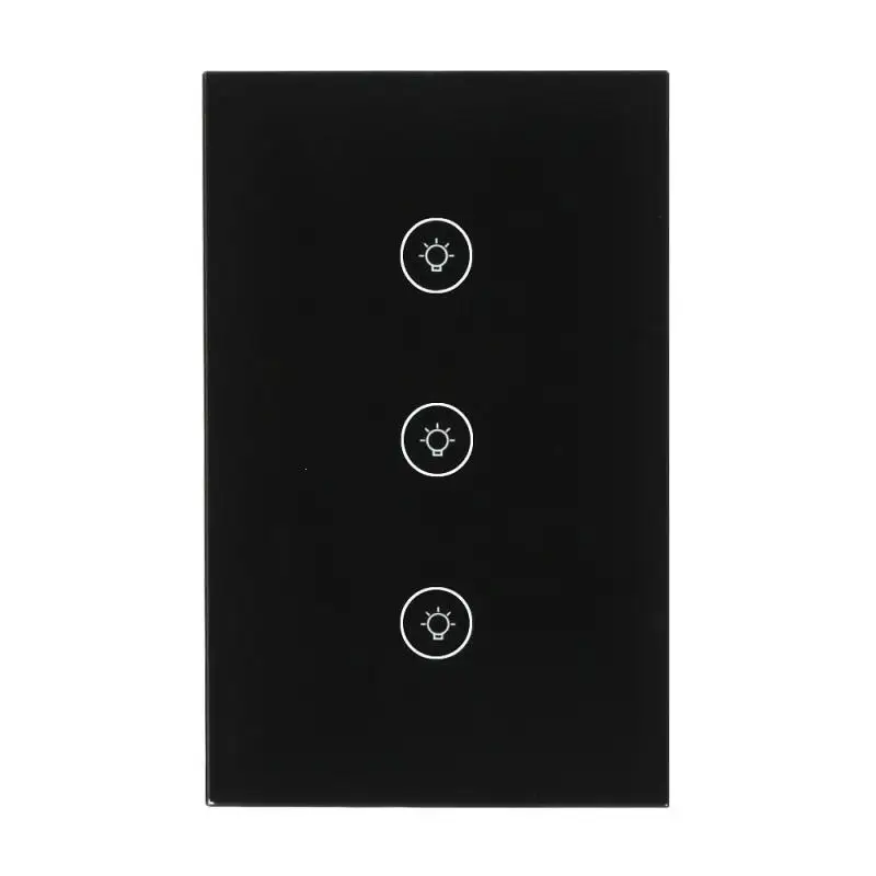 

WiFi Switch Smart Light Wall Switch Touch Panel Smart Scene Wireless Work Supported IFTTT APP Remote Control 3 CH US Plug DS35