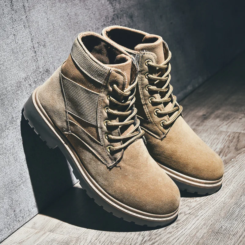 EXCARGO Martin Boots Shoes Men High Top Ankle Boots 2019 New Autumn Shoes Male Vintage Leisure Boot For Men Canvas Breathable