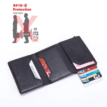 

2019 New Anti Theft Credit Card Holder RFID Blocking Wallet PU Leather Aluminum Vintage Zipper Purse Designer Fashion Card Bag