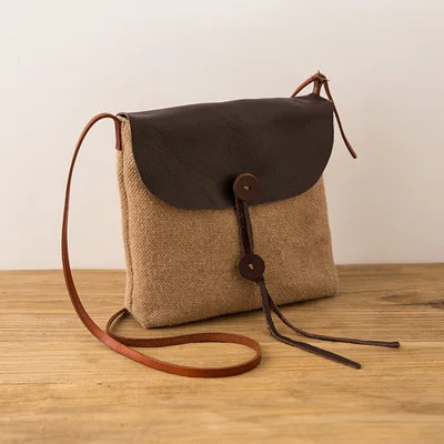 AETOO, винтажная Женская Ретро сумка на одно плечо, винтажная простая портативная маленькая сумка из хлопка и льна, сумка с отделкой - Цвет: 5