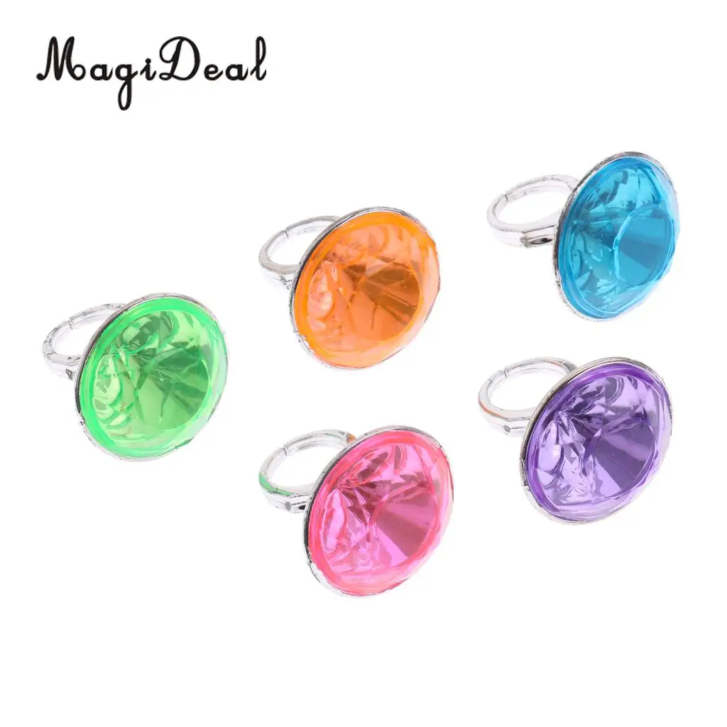 5 Pieces Kids Plastic Diamond Rings Jewelry Prizes for Classroom