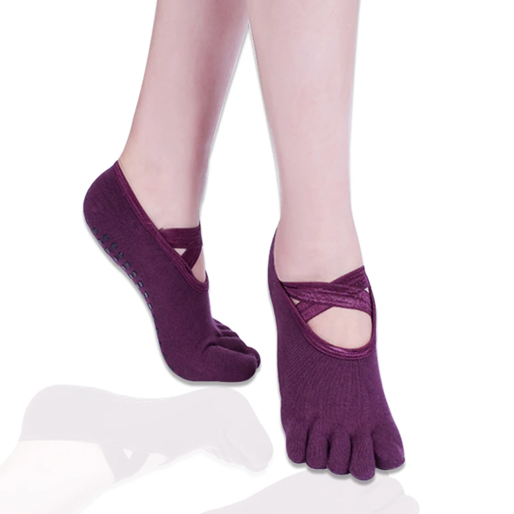 Женские Профессиональные носки для йоги, анти-полосатая повязка, носки, тапочки, пять пальцев, хлопковые короткие носки для балета, танцев, фитнеса, спорта