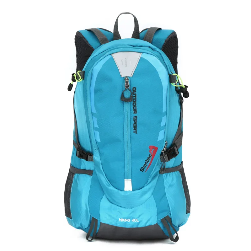 Hot Sale Red/green/balck 40L Outdoor Mountaineering Bags Water Nylon Shoulder Bag Men And Women Travel Hiking Camping Backpack - Цвет: Lake blue