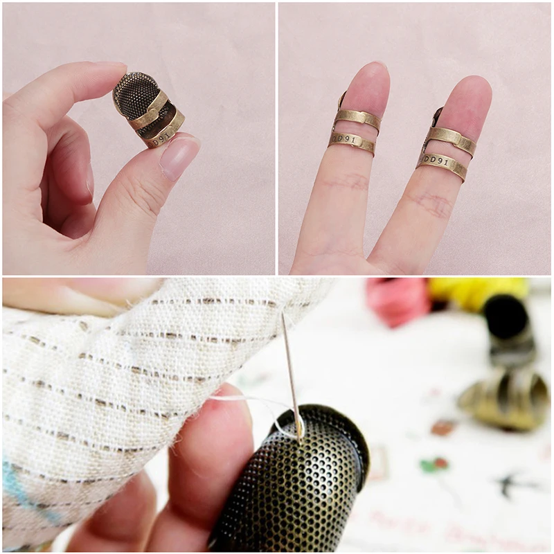 

Retro Handworking Sewing Thimble Finger Protector Needlework Metal Brass Sewing Thimble Sewing Tools Accessories Freeshiping