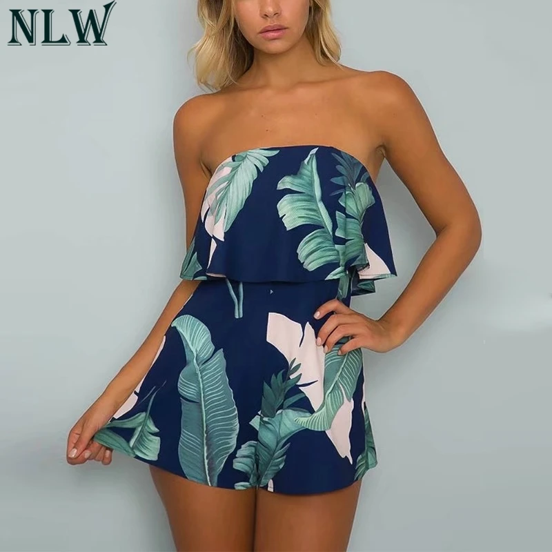 NLW Белый Boho печати комбинезоны для девочек без бретелек летнее шифоновое боди 2018