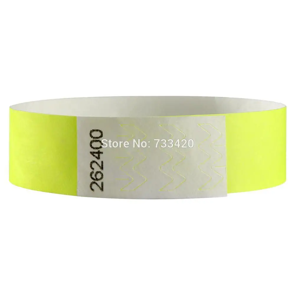 На заказ 3/" Тайвек браслеты черный отпечаток только 1000 граф печать ID браслеты для вечеринок события - Цвет: Neon Yellow