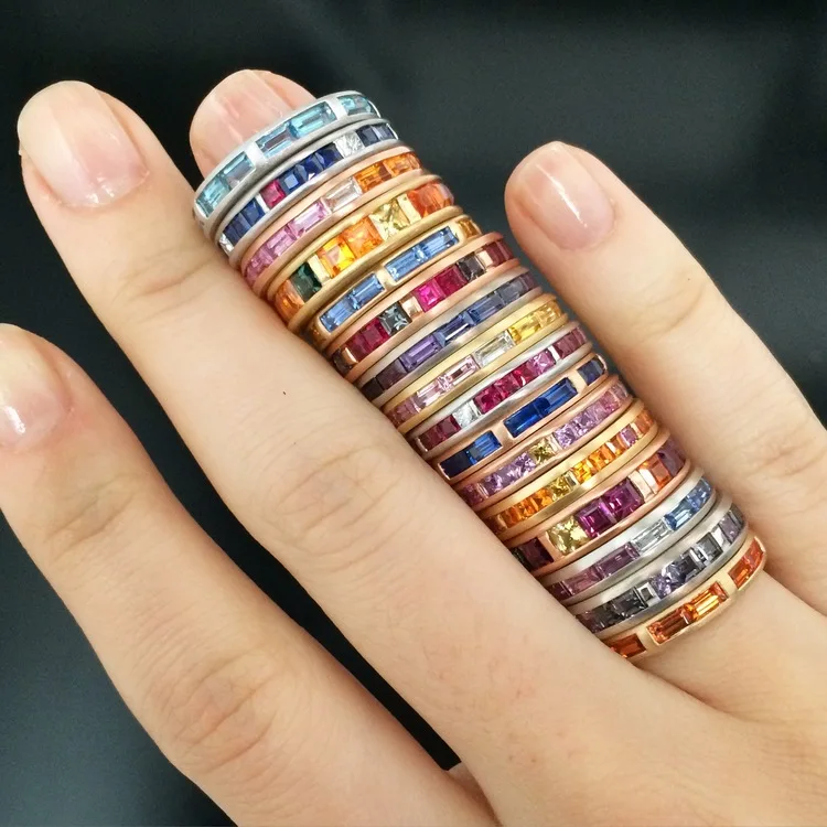 

Gold filled simple engagement band ring for lady women us size 6 7 8 paved colorful cz trendy classic fashion jewelry 2019 new