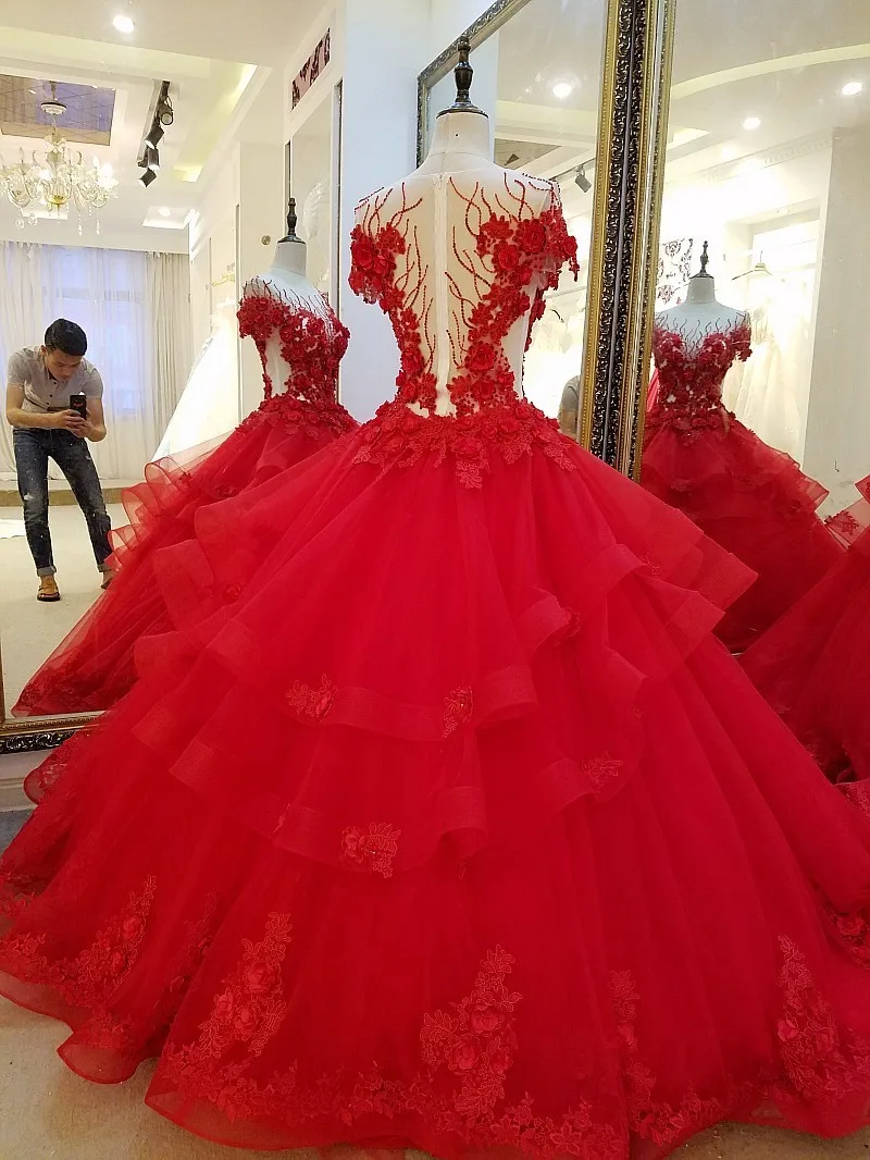 Длинные красные вечерние платья для помолвки, бальное платье с объемными цветами, вечернее платье, Vestido De Noche, настоящие фотографии
