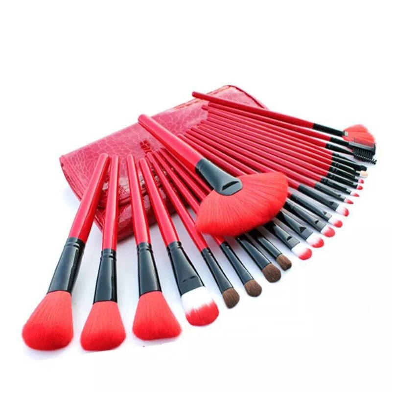 

Professional 24pcs Makeup Brushes with Case Red Make Up Brushes Foundation Powder Eyeshadow Brushes Pincel Maquiagem Brush Kits