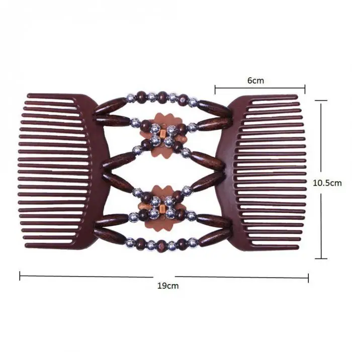 Деревянная волшебная расческа для волос, заколка с бусинами, двойная расческа для волос, упругая Шпилька, эластичные женские Инструменты для укладки волос, аксессуары