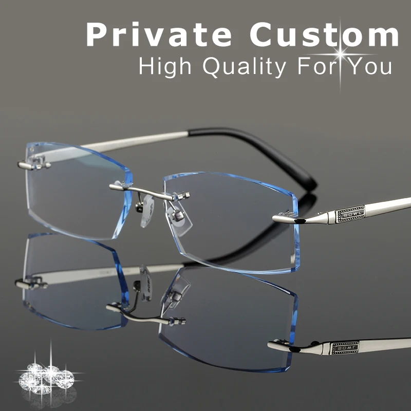 Customrized Korean Glasses Frames For Men Eyeglasses Rimless Frame Male