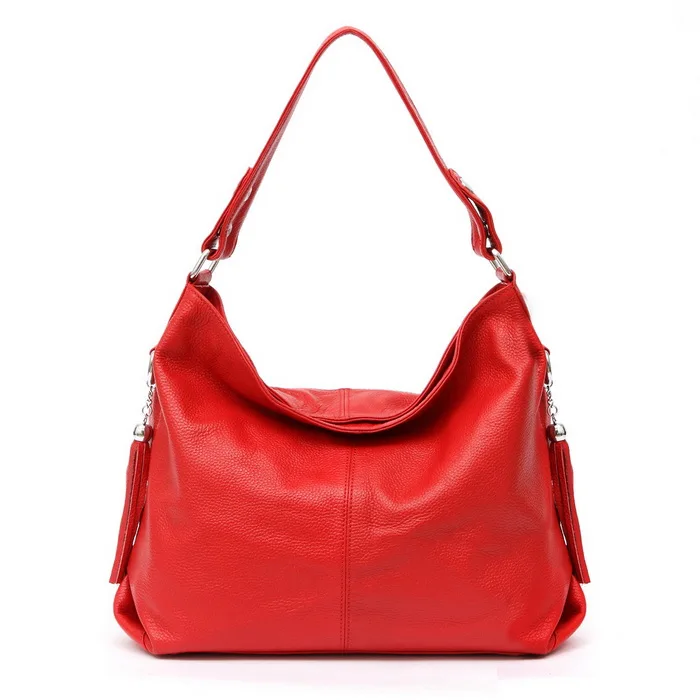 Aodux модные женские сумки из натуральной кожи с ручками, женские сумки через плечо из воловьей кожи для девушек - Цвет: Red
