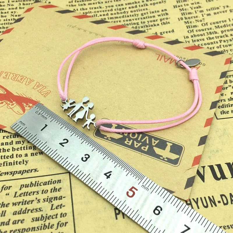 Ручная семья из нержавеющей стали шнурок для брелока Wish Bracelet семейная Подвеска из нержавеющей стали регулируемый браслет