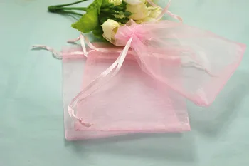 

Wholesale 100pcs/lot 13x16cm pink colour Organza bags jewelry Wedding Gift Pouches