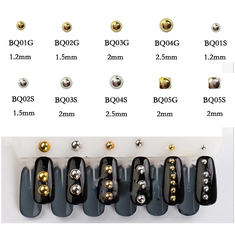 

100pcs Nail Art Round Sphere Gold DIY Polishing for Nail Art 3D Jewelry for Manicure Metal Nail Art Decoration