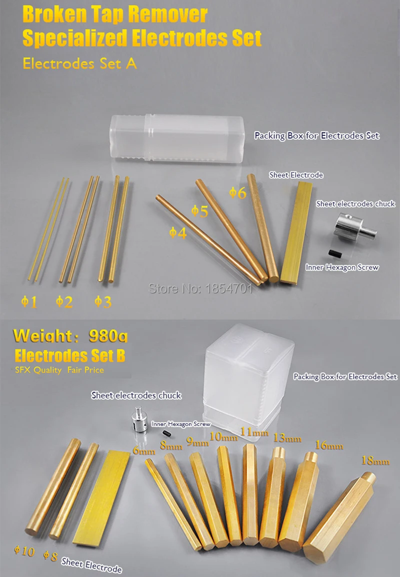 Standard electrodes set for EDM-8C and SFX-4000B I0404L