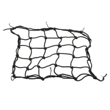 Black 15″X15″ Cargo Net featuring 6 Adjustable Hooks & Tight 2″x2″ Mesh For Motorcycle Helmet Cargo