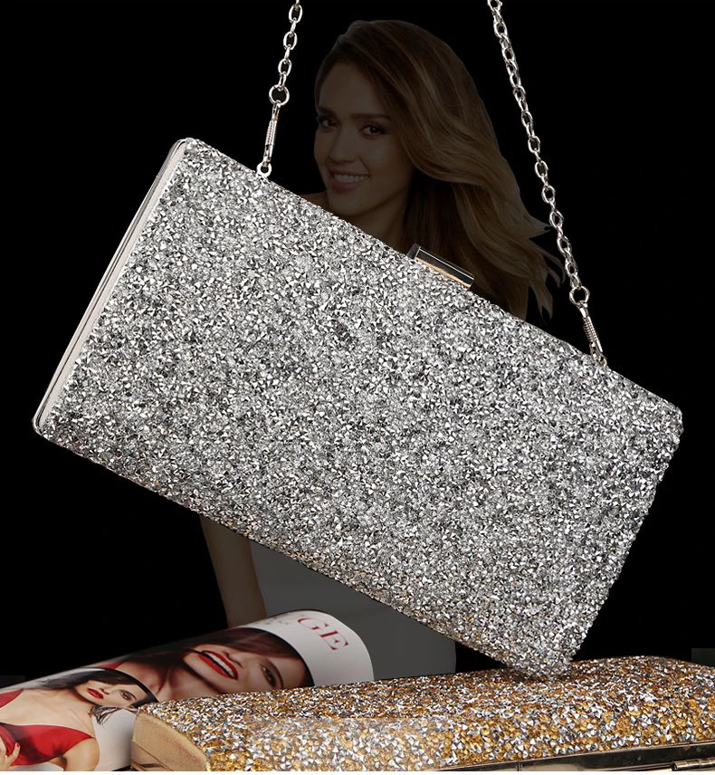 Luxy Moon Silver Sparkle Clutch Bag Front View
