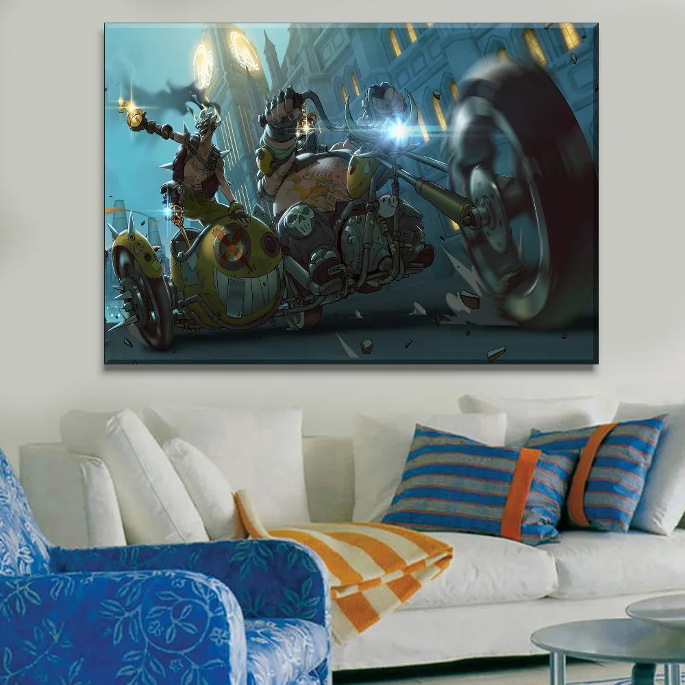 1 Piece Unique Gift Junkrat And Roadhog Game Hero Painting Modern Home Decor Chilren Room Wall Artwork Framework Or Frameless | Дом и сад