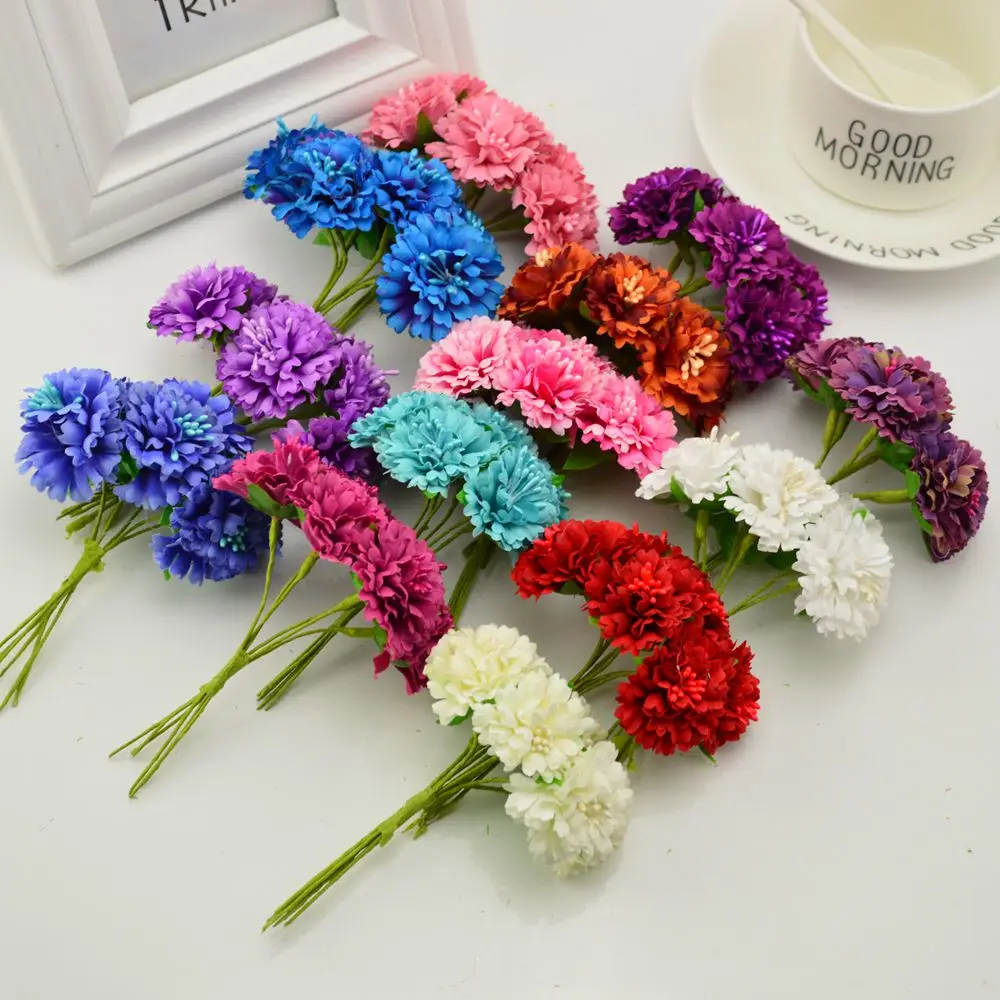 6pcs Silk Florists Chrysanthemum Artificial Flowers For Wedding Banquet Home decoration diy wreath Gift box HandMade Flower Art 6pcs Silk Florists Chrysanthemum Artificial Flowers For Wedding Banquet Home decoration diy wreath Gift box HandMade Flower Art