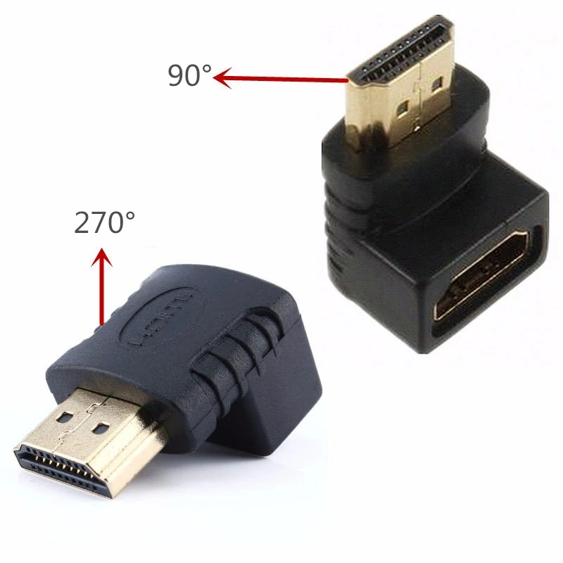 Rankman 5pcs HDMI Male to HDMI Female Cable Adapter Steer Converter 90 270 Degrees Angle 1080P for HDTV Monitor PC Projector