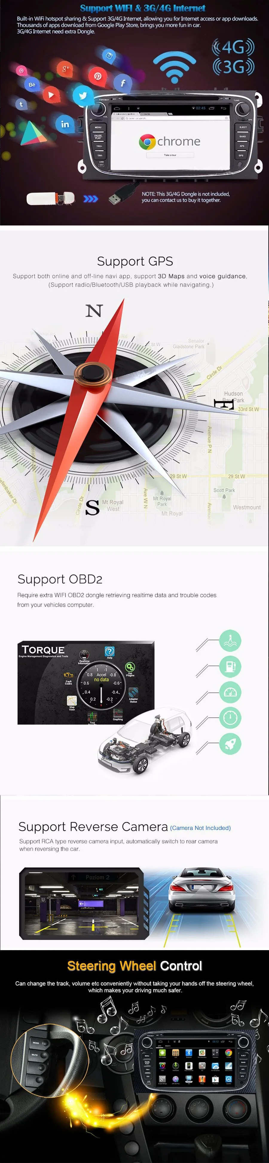 Clearance 2 Din Android 8.01 Quad Core HD 1024*600 Car DVD Player for Ford Focus Mondeo S-Max Cmax Galaxy car Audio Radio Stereo Head Unit 3