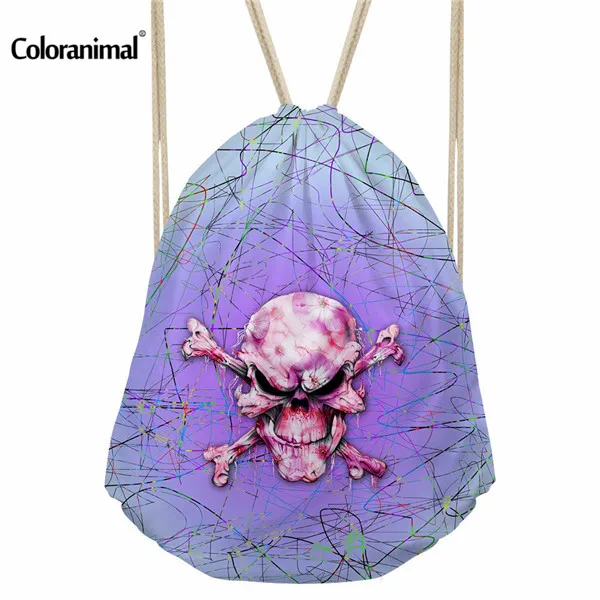 Coloranimal 3D печать панк череп Drawstring сумка женская повседневная Mochila Feminina сумка на плечо для мальчиков повседневная дорожная мягкая сумка для хранения - Цвет: CC3530Z3