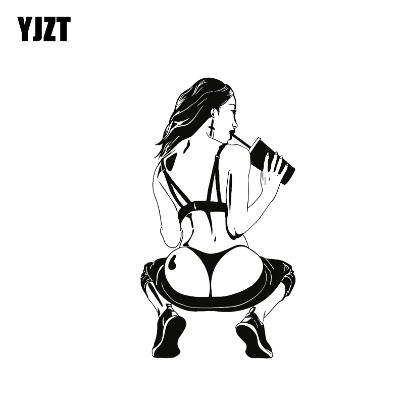 YJZT 8,5*16 см, сексуальные привлекательные виниловые наклейки для девушек, покрывающие тело автомобиля, черные/серебристые, Усовершенствованный дизайн, C20-0269