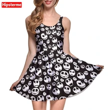 New Arrival Women’s Dress White mini skulls print Digital Printed Women Summer Casual Sleeveless Evening Party Slim Mini Dress