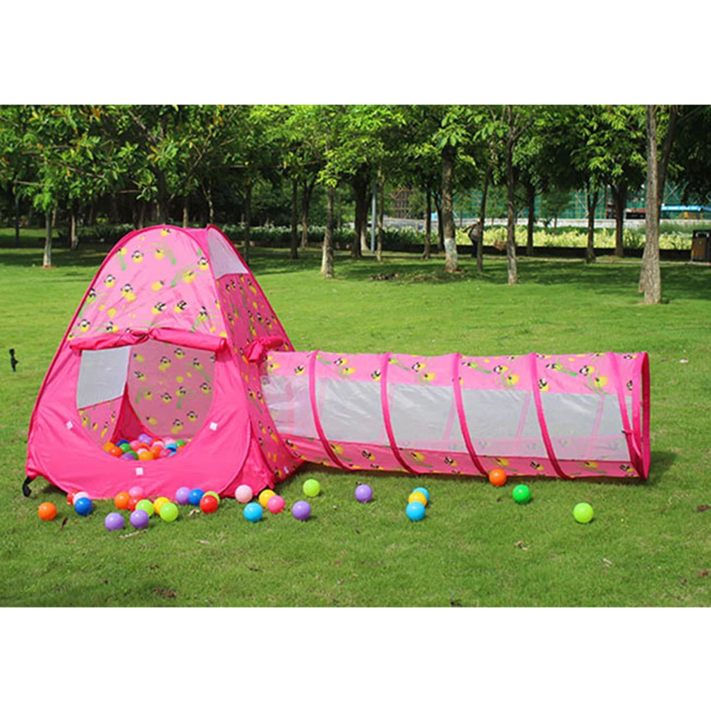 Glowworm Play Tunnel Toy Play Tent Playhouse Kids Tent Castle Children Pop-up Hut Ball Pit 1.5M/ 59 inch Length Tube Pink