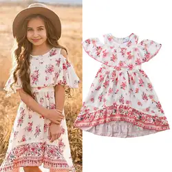 От 2 до 7 лет малышей Одежда для детей; малышей; девочек цветочный с открытыми плечами цветочный платье для маленьких девочек нарядные
